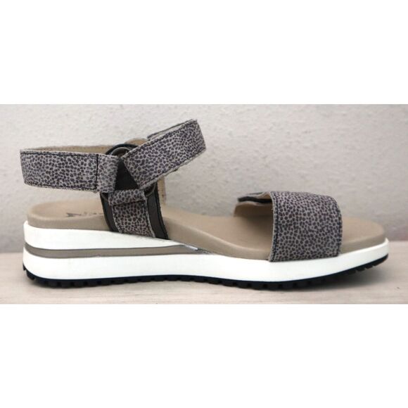 Mephisto Women's Sz EUR 38 US 8 Gray Leather Jeanie Strappy Wedge Sandals - Picture 10 of 12